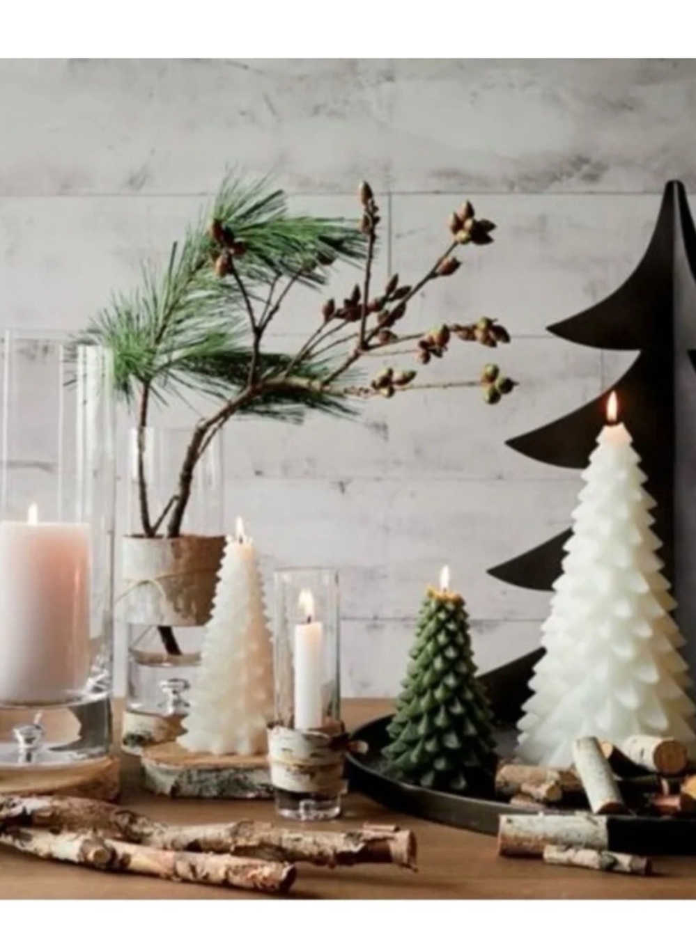 Crate&Barrel Tree Candle 6" White